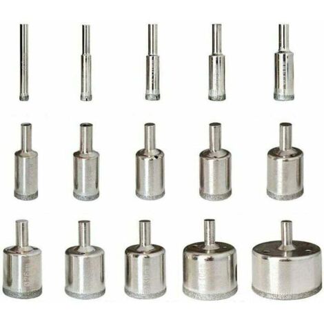 Diamantbohrer, 15-teilig, 6–50 mm, Lochsägen-Werkzeugsatz, Diamantbohrer, Cutter aus Kohlenstoffstahl für Glas, Keramik, Porzellan, Marmor, Fliesen, Granit