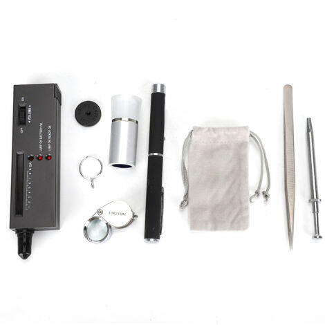 Diamanttester mit Lupe und Pinzette, Edelsteinbestimmungsset