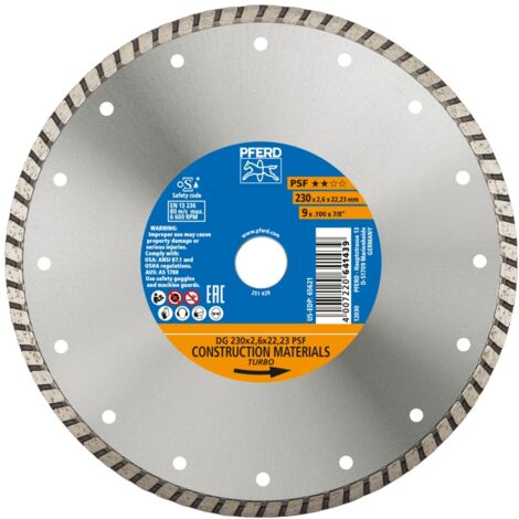 Diamanttrennscheibe DG PSF D.230mm Bohr.22,23mm Seg.-H.7mm Seg.-S.2,6mm PFERD