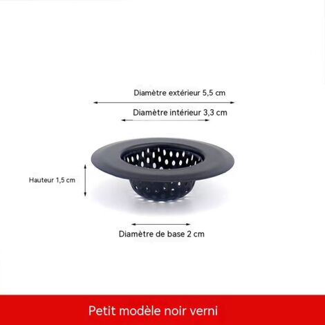 Diamètre extérieur 5,5 cm, convient aux éviers et aux petits siphons de balcon. Retient facilement les cheveux et les petits débris, évitant ainsi les obstructions. - Noir- Lot de 5