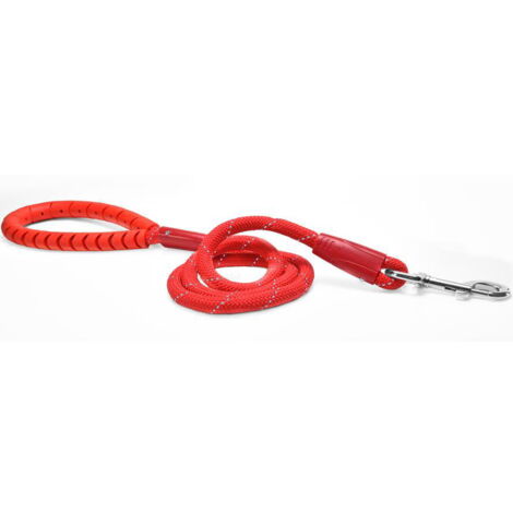 Diametro 1,3 cm x 120 cm: Guinzaglio tubolare in nylon per cani con maniglia rivestita in gomma morbida e dettagli catarifrangenti