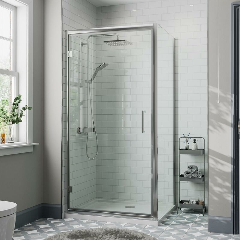Diamond 1000x700mm Hinged Shower Door & Side Panel 8mm Glass 8FMDHNG1070