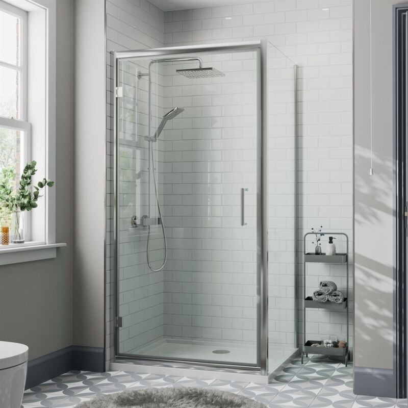 1000 x 760mm Framed Hinged Shower Enclosure Door Side Panel Walk-In 8mm Glass