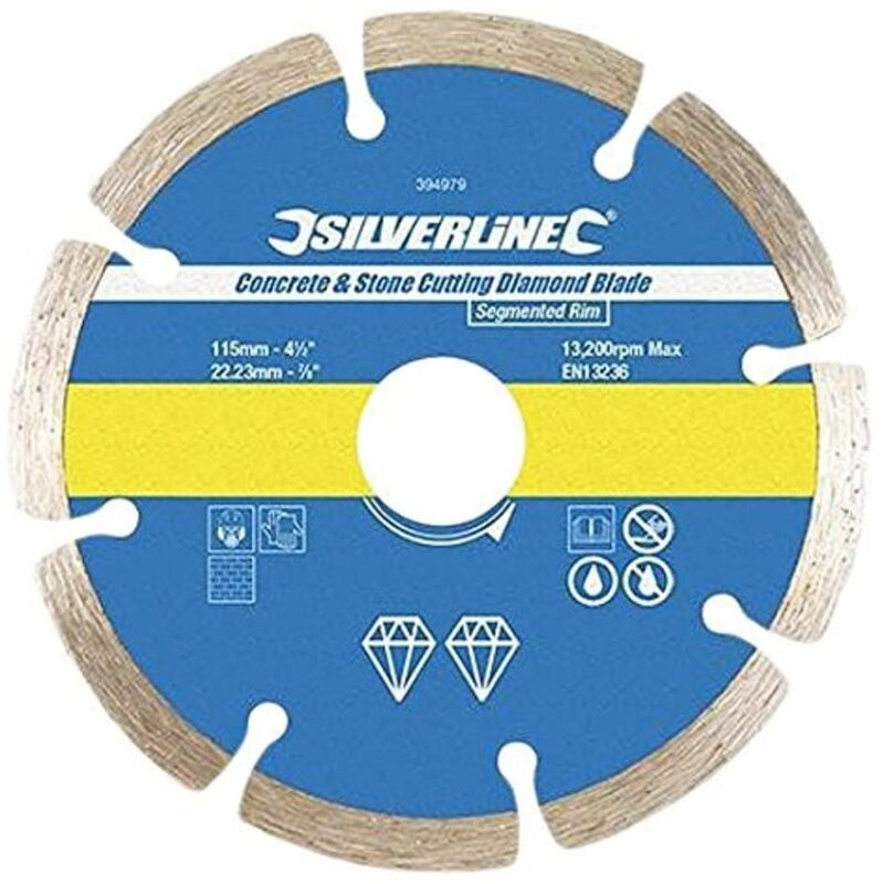 Silverline - Concrete & Stone Cutting Diamond Blade 125x22.23mm Segment Rim 633624