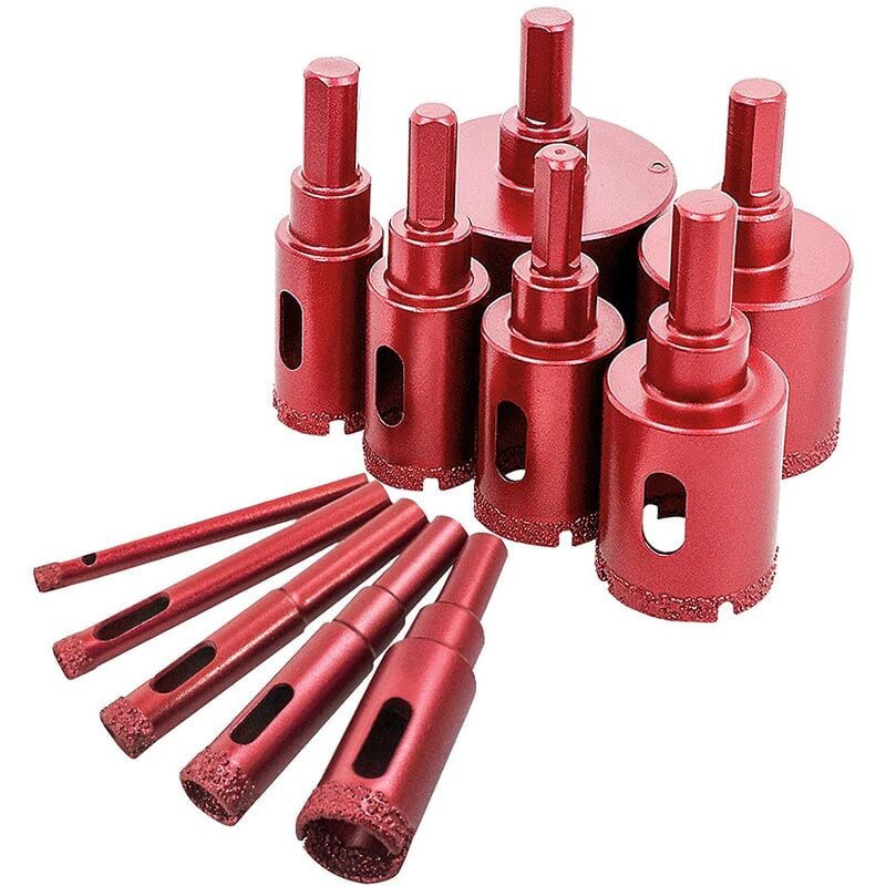 Diamond Coated Hole Saw Drill Bit, Performance Hole Cutter for Glass/Tile/Granite/Marble (6mm-50mm 11pcs)