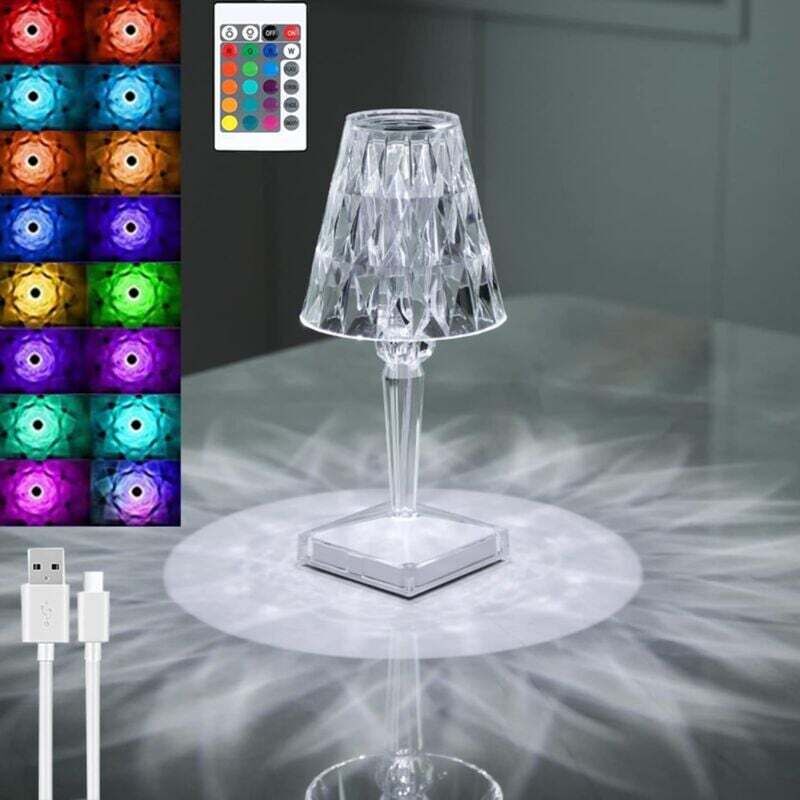 Image of Diamond Crystal Table Lamp, USB Rechargeable&hellip;