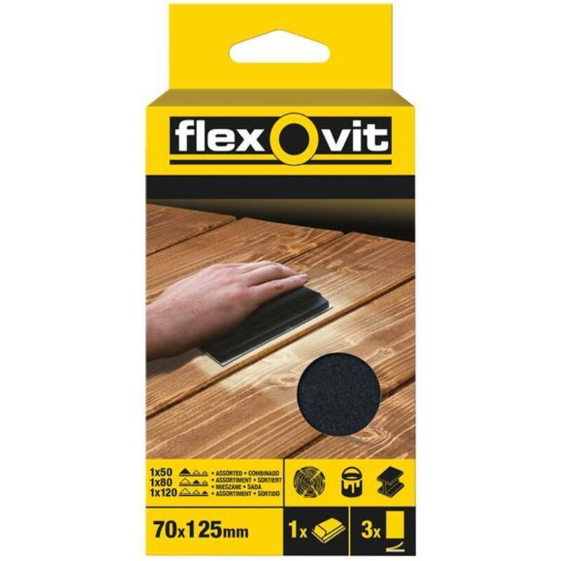 Norton - Hook & Loop Sanding Block Kit Assorted 70 x 125mm (3) FLV56830