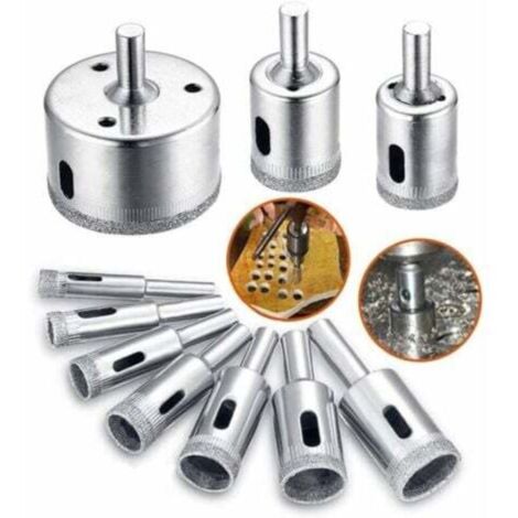 Diamond drill bits, drill bit accessory set, core drill bit cutter from 8 to 50 mm, 10 pieces