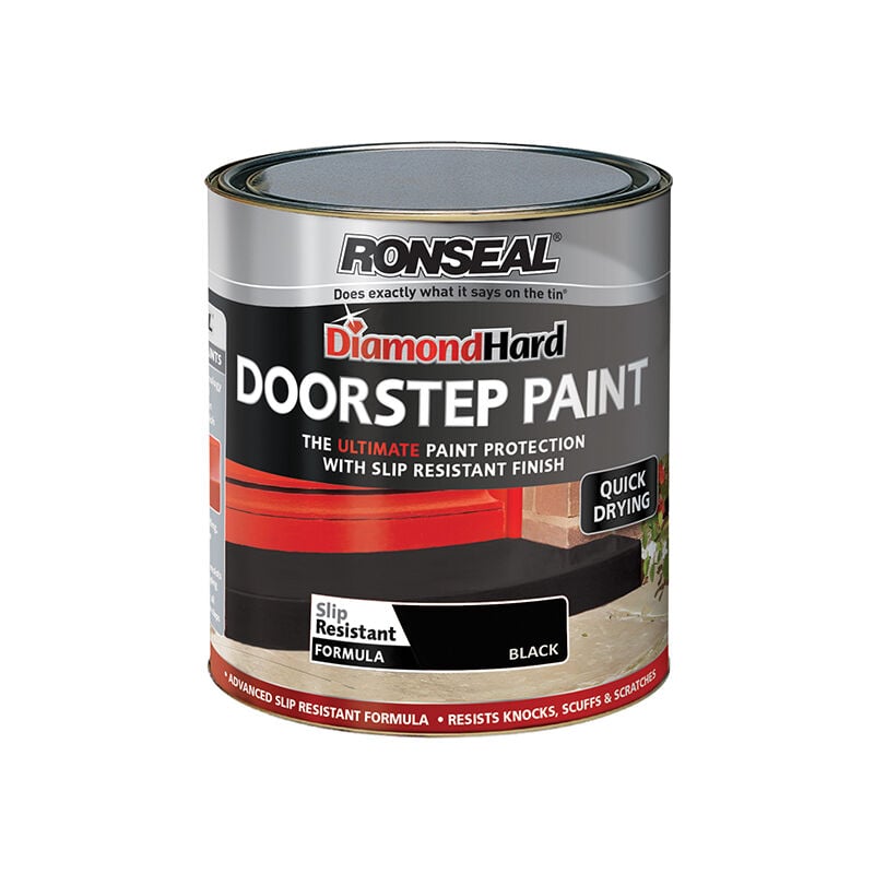 Ronseal - 36659 Diamond Hard Doorstep Paint Black 250ml RSLDHDSPB250