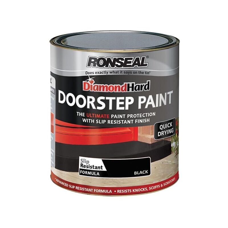 Ronseal - 36257 Diamond Hard Doorstep Paint Black 750ml RSLDHDSPB750