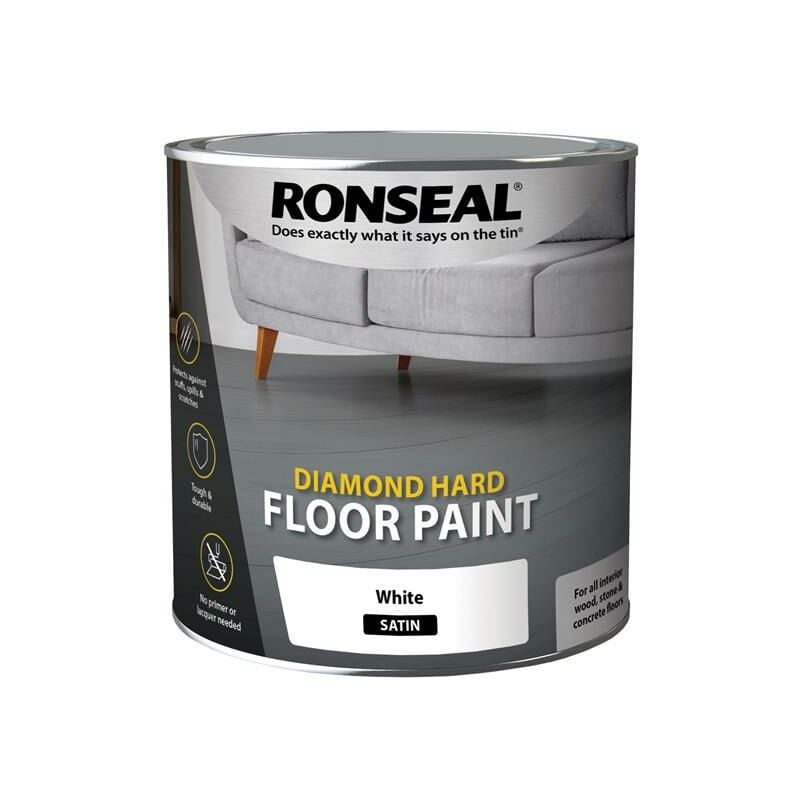 Ronseal 35753 Diamond Hard Floor Paint Satin White 2.5 litre RSLDHFPWH25L