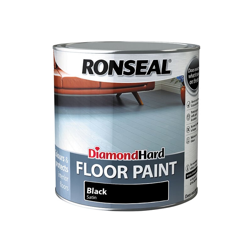 Ronseal - 36628 Diamond Hard Floor Paint Satin Black 2.5 litre RSLDHFPBL25L