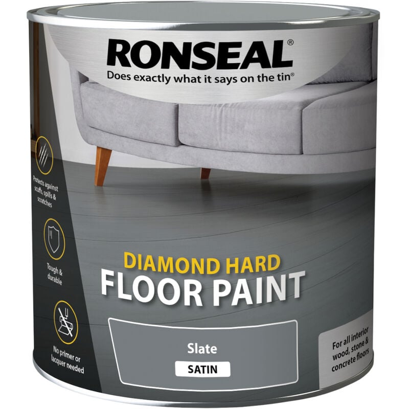 Ronseal - 35756 Diamond Hard Floor Paint Satin Slate 2.5 litre RSLDHFPSL25L