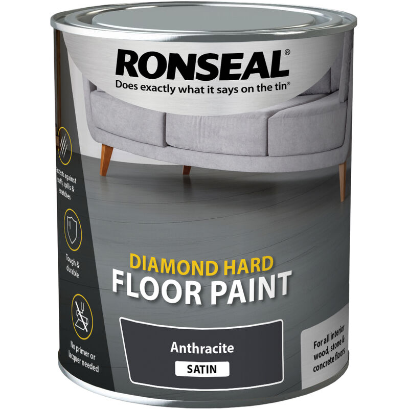 Ronseal - Diamond Hard Floor Paint - Satin - Anthracite - 750ml