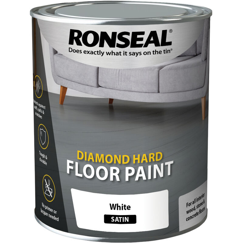 Ronseal - Diamond Hard Floor Paint - Satin - White - 750ml - White