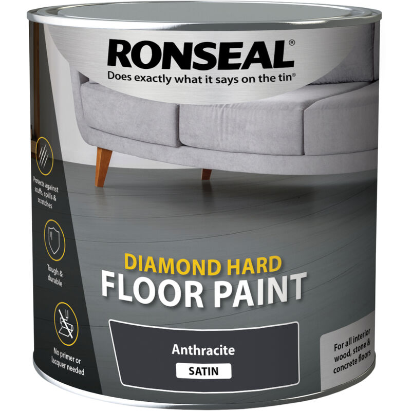 Ronseal - Diamond Hard Floor Paint - Satin - Anthracite - 2.5L