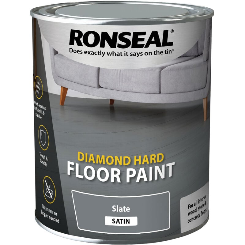 Ronseal - Diamond Hard Floor Paint - Satin - Slate - 750ml