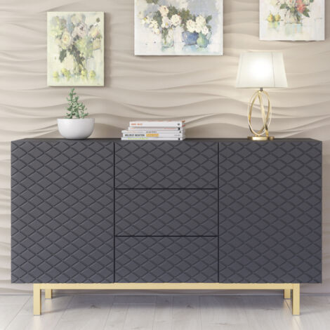 Diamond Luxe Sideboard - Dark Grey - 140cm
