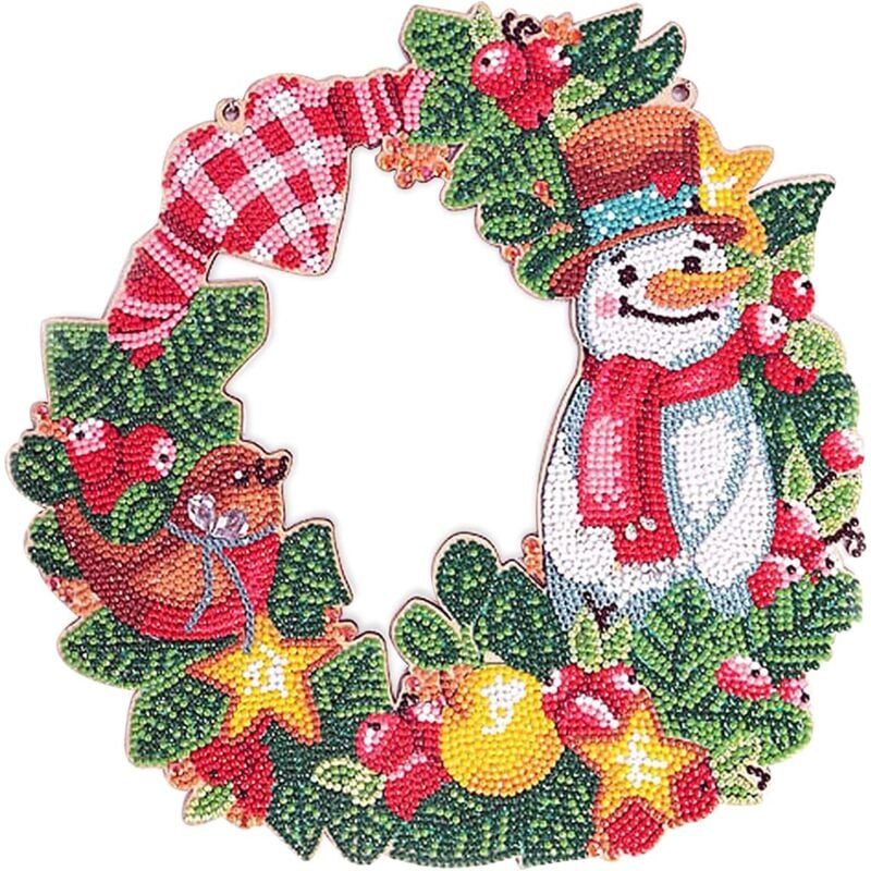 Diamond Painting Couronne de Noel Porte 30cm30cm 5D Coloré Peinture Diamant diy Set pour Portes et Fenêtres Décoration de Noël