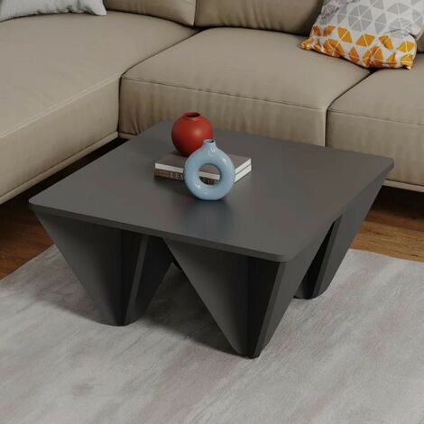Diamond quadratischer Designtisch für Wohnzimmer Anthrazit