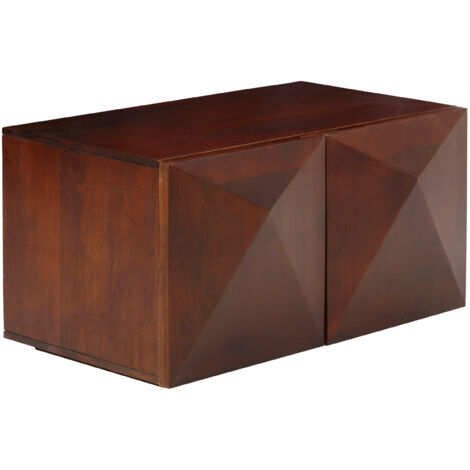 Diamond-Table basse avec 2 portes en bois de manguier brun
