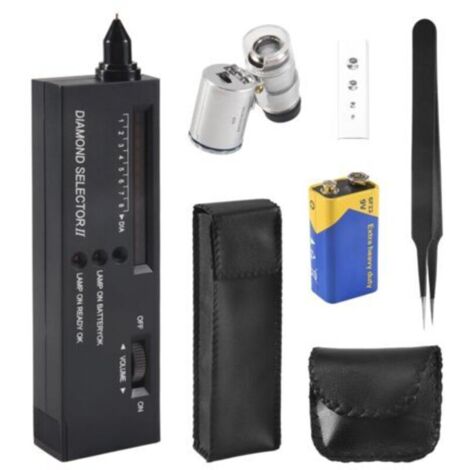 Diamond Tester Pen, Professional Diamond Detector with 60X Magnification and Mini LED, Testing for Novices and Experts