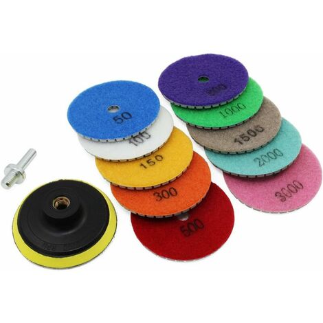 Diamond Wet Polishing Wheel Polishing Pad Set for Granite Concrete Stone Ceramic 11 Pieces (3inch)