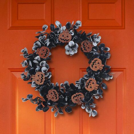 [diamtre 30cm] Halloween Branche Morte Guirlande Porte Suspendu Festival Fentre Fte Simulation Citrouille Rotin Anneau Dcoration Tenture Murale