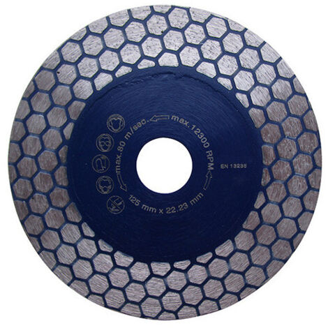 Diamwood – Disque diamant 125 mm – Alésage 22,23 mm – Épaisseur 1,6 mm – Nid d'abeille double face pour grès cérame et carrelage