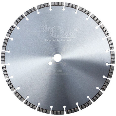 Diamwood Disque Diamant avec Segments Turbo Soudés - D. 350 mm - Al. 25,4 mm - Ht. 10 mm - Épaisseur 3,2 mm - 24 Segments - Béton, Parpaing, Pierre Naturelle