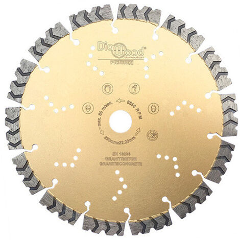 Diamwood Disque Diamant Pro PREDATOR avec Segments Soudés Laser - 230 mm - Alésage 22,23 mm - Hauteur 15 mm - Épaisseur 2,3 mm - 14 Segments - Spécial Béton Armé, Granite, Acier