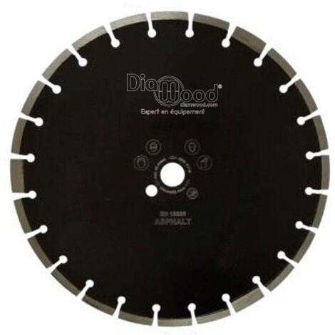 Diamwood Disque Diamant ROAD pour découpe d'asphalte - D.350 x Al.25,4 x Ht.10 mm - Vitesse max 6 400 T/min - Segments diamantés soudés laser - Application humide ou sèche