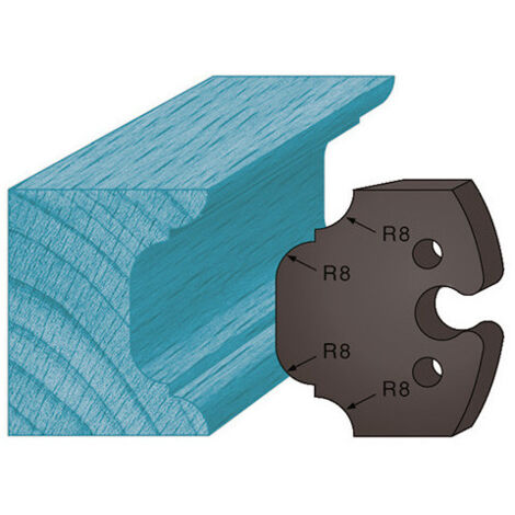 Diamwood Jeu de 2 Contre-fers Profilés Acier Congé et Quart de Rond - Ht. 48 x 5,3 mm - Entraxe 24 mm - Pour Porte-Outils Hauteur 50 Compatible