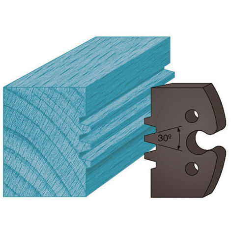 Diamwood Jeu de 2 contre-fers profilés double trapèze A246 - Hauteur 48 mm, Épaisseur 5,3 mm - Entraxe des trous 24 mm - Acier - Compatible avec porte-outils de toupie