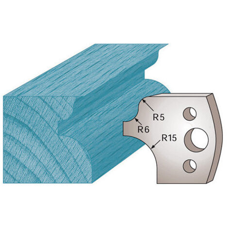 Diamwood Jeu de 2 fers profilés Acier SP - Haut. 40 x 4 mm - Épaisseur 4 mm - Entraxe 24 mm - Quart de rond et talon - Compatible avec plusieurs porte-outils de toupie