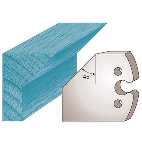 Diamwood Jeu de 2 fers profilés avec chanfrein 45° - Ht. 50 x 5,5 mm - Épaisseur 5,5 mm - Entraxe 24 mm - Compatible avec toupies professionnelles