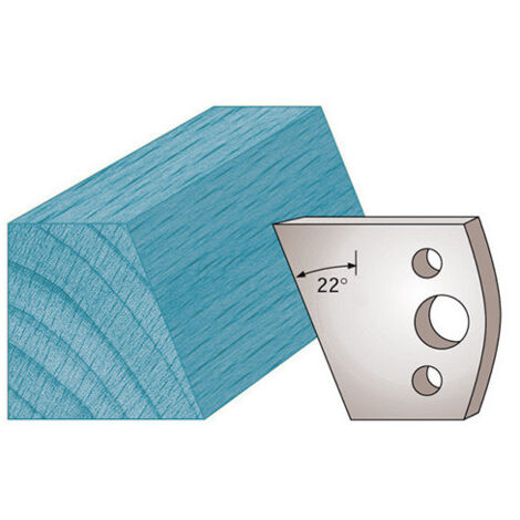 Diamwood Jeu de 2 fers profilés Ht. 40 x 4 mm chanfrein 22° M01 pour porte-outils de toupie - Acier SP - Entraxe 24 mm - Idéal pour professionnels du BTP
