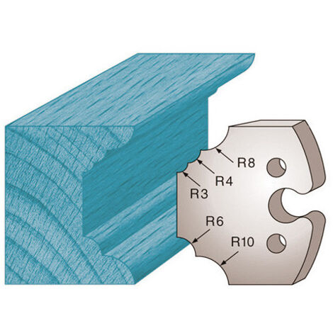 Diamwood Jeu de 2 Fers Profilés Ht. 50 x 5,5 mm Multi Quart de Rond M220 - Acier SP - Entraxe 24 mm - Idéal pour Porte-Outils Toupie