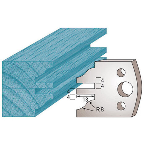 Diamwood Jeu de 2 fers profilés M97 en acier SP - Ht. 40 x 4 mm Profil/Contre-profil - Diamètre 13 mm - Entraxe 24 mm, adapté à porte-outils de toupie