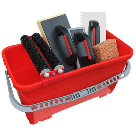 Diamwood – Kit PRO Spécial Carreleur 24L – Bac renforcé avec grille de drainage – 4 accessoires pour carrelage – Taloche ergonomique