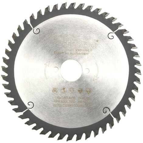 Diamwood – Lame de scie circulaire 190mm – Alésage 30mm – 48 dents – Épaisseur 2,8/1,8mm – Pour bois tendre et exotique – Denture alternée