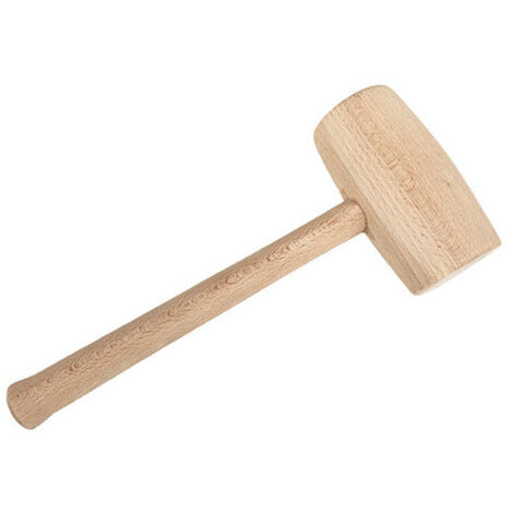 Diamwood Maillet de menuisier rond en bois d'hêtre brut avec double frappe - 1 pièce - Dimensions 55 mm de diamètre x 120 mm de longueur x 290 mm total - Poids 340 grammes - Outil menuisier