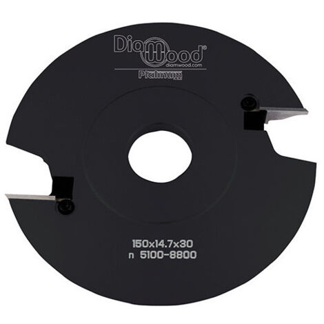 Diamwood Porte-outils de toupie avec alliage léger - D. 150 mm - Alésage 30 mm - Hauteur 14.7 mm - Avancement 17 mm - 2 coupes - Conçu pour bois 23-28 mm - Vitesse 5100-8800 tr/min