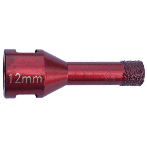 Diamwood Trépan Diamanté à Sec D. 12 mm avec Brasage Sous Vide - M14 - 63 mm de Longueur - 10 mm de Hauteur - Idéal pour Grès Cérame, Granit et Pierre Naturelle - Coupe à Sec ou à Eau