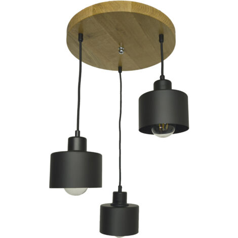 DIANA Hängeleuchte, Loft-Kronleuchter, Holz, EICHE, 3x Diamant, STILVOLLE