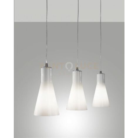DIANA LAMPADARIO A SOSPENSIONE METALLO CROMATO E VETRO BIANCO 3 LUCI ATTACCO E27 D.14CM
