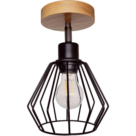 DIANA verstellbare Loft-Hängeleuchte aus Holz, Eiche, 1x Diamant, STYLISCH