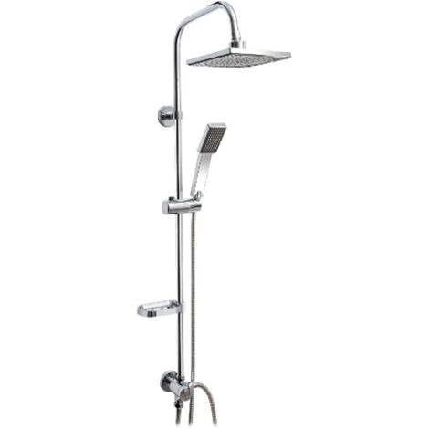 Dianhydro – Colonne de douche sans robinetterie – Pommeau carré 175mm – Douchette monojet ABS chromé – Tuyau flexible 1500mm – Installation facile