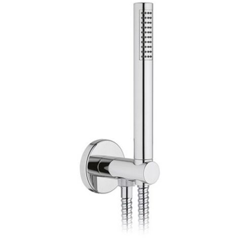 Dianhydro set kit doccia doccetta tonda slim in ottone cromato con tubo e supporto per bagno vasca