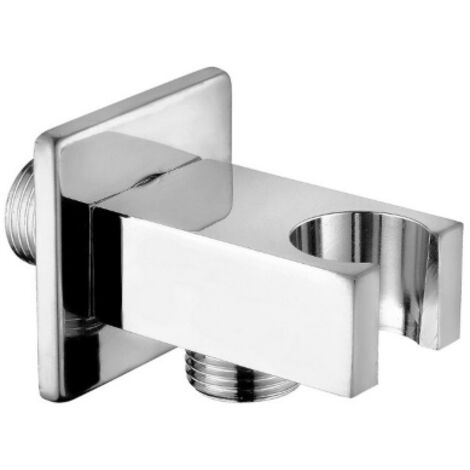 DianHydro sortie d'eau carre'e avec support de douche chrome'